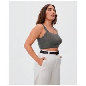 Everlane Cozy Stretch Crop Tank Top Sweater Heathered Charcoal Gray Large NWT